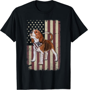 Beagle American Flag Bandana Patriotic 4th of July T-Shirt - T-Shirt | Black