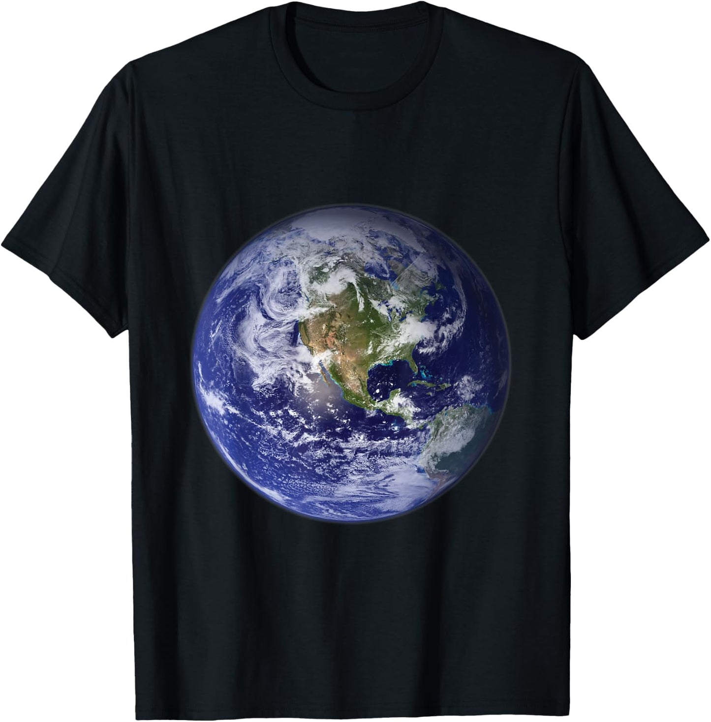 Earth Planet, Flat, Earth North America Globe Space Clouds T-Shirt - T-Shirt | Black