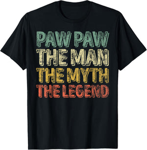 Paw Paw The Man The Myth The Legend Shirt Christmas Gift T-Shirt - T-Shirt | Black