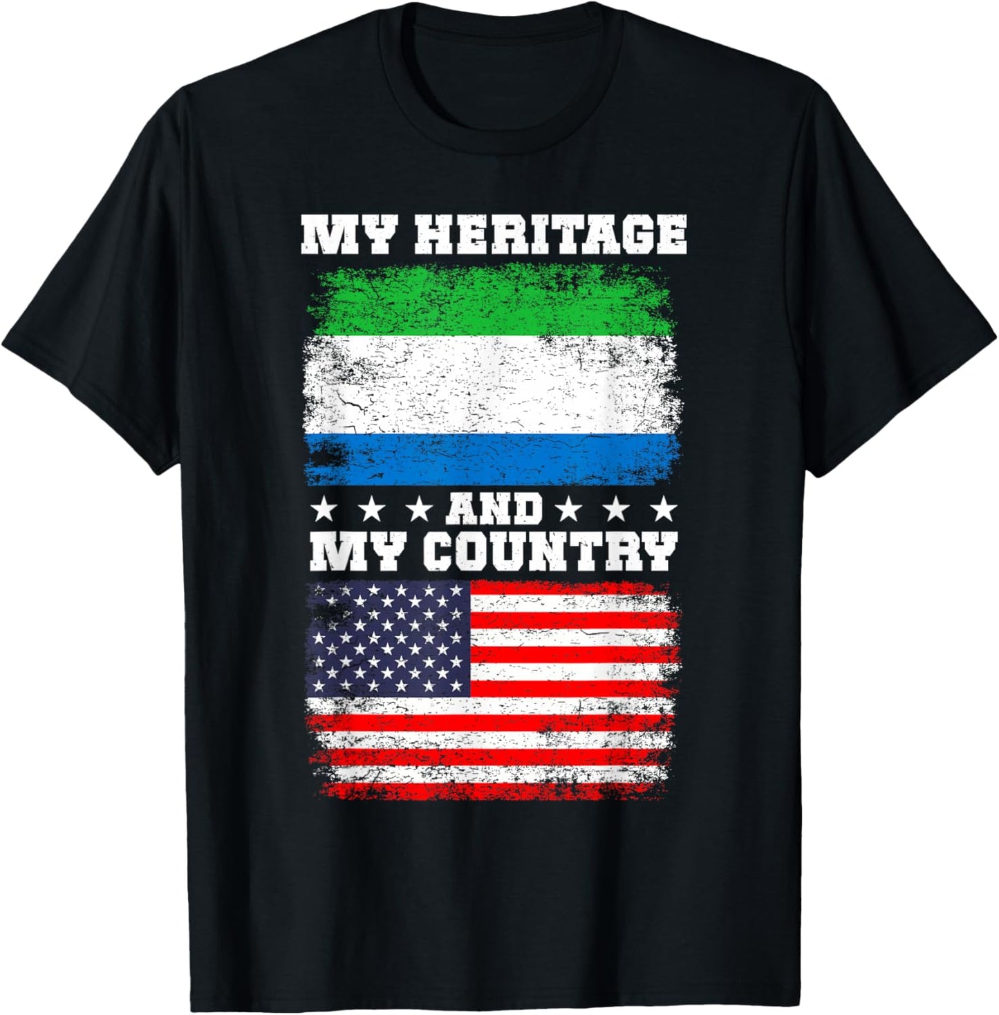 Sierra Leonean Heritage American Outfit US Sierra Leone Flag T-Shirt - T-Shirt | Black