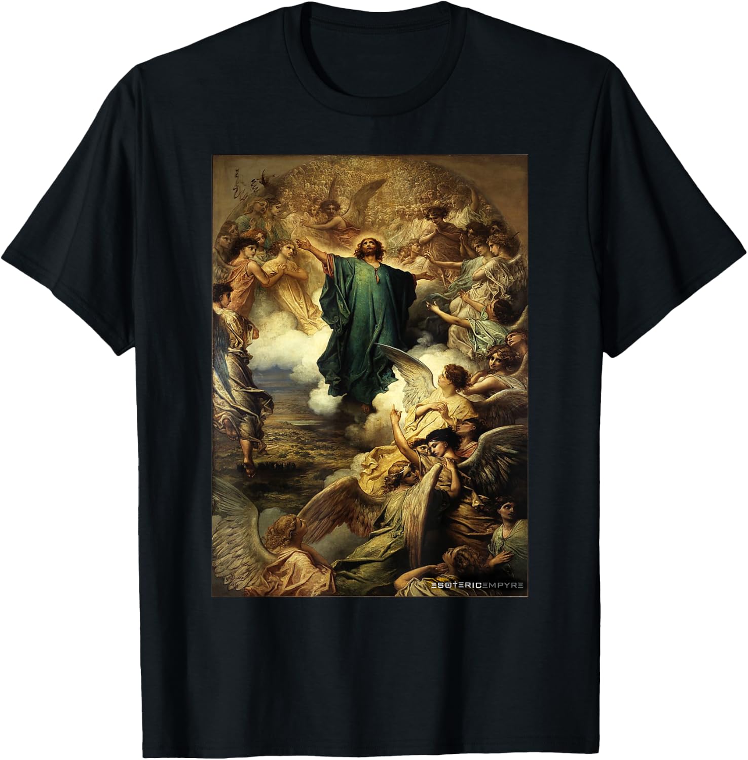 Jesus Christ Ascension Gustave Dore Heaven Angels T-Shirt - T-Shirt | Black