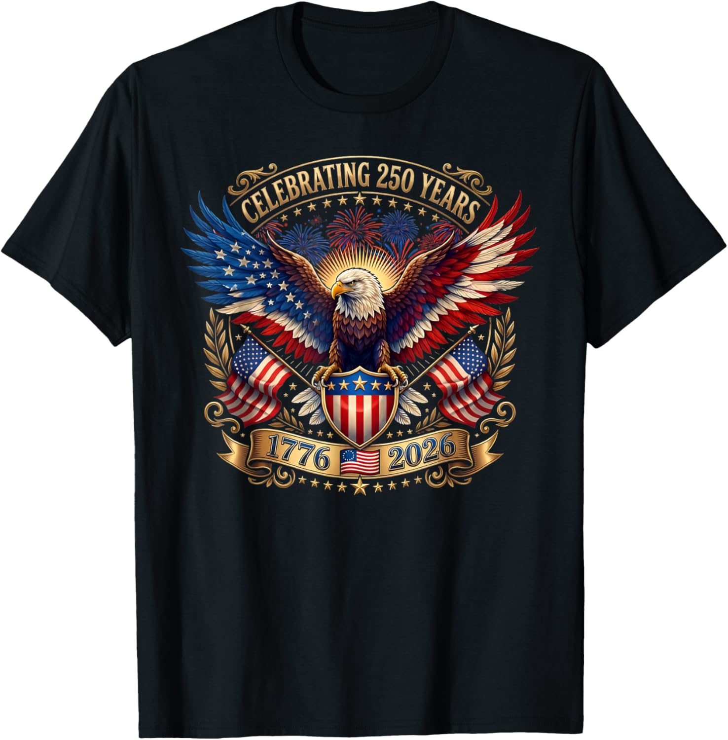 250 Years American 1776 2026 250th Independence Day T-Shirt - T-Shirt | Black