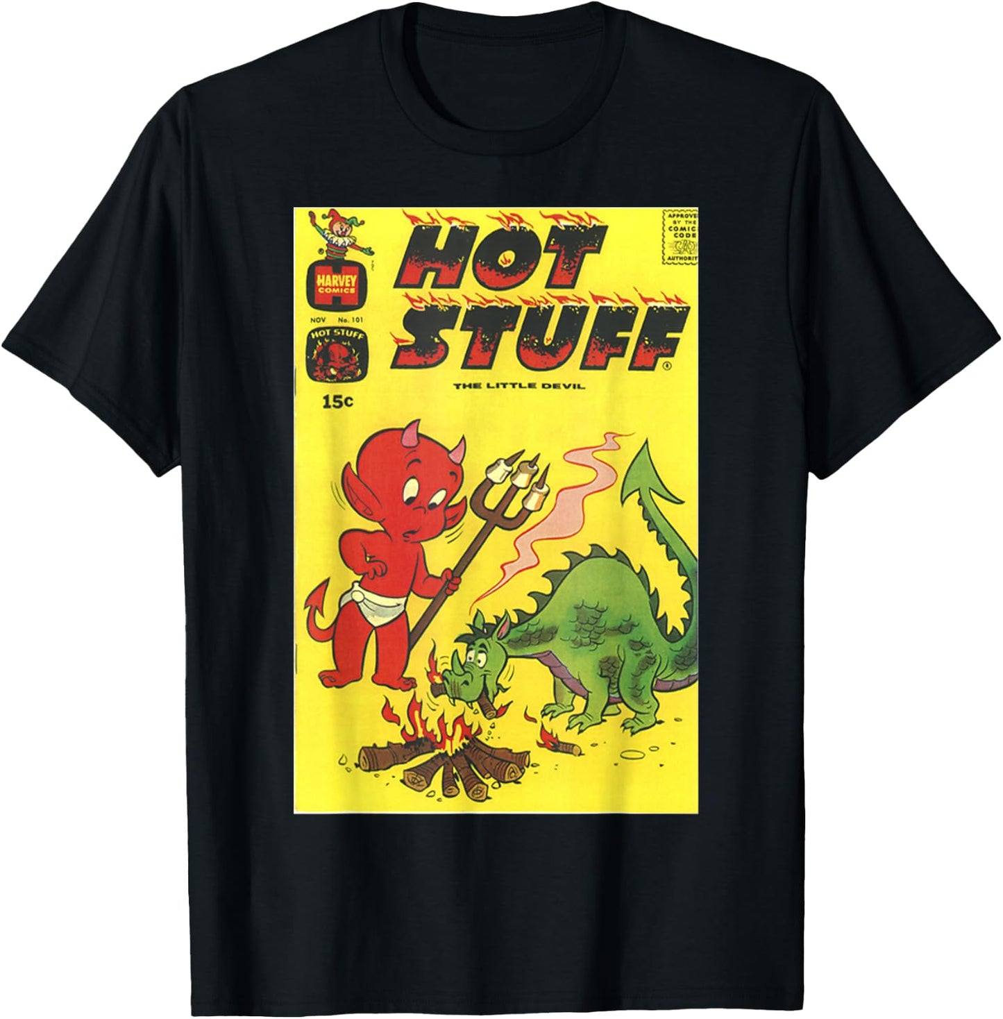 Hot Stuff The Little Devil Dragon Comic Book Cover T-Shirt - T-Shirt | Black