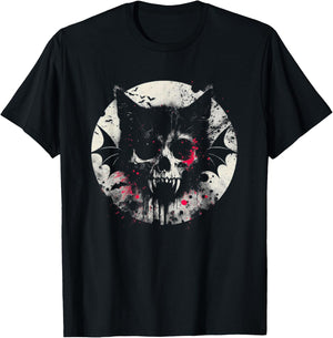 Vampire Cat Bat - Creepy Cat Monster Halloween Lover T-Shirt - T-Shirt | Black
