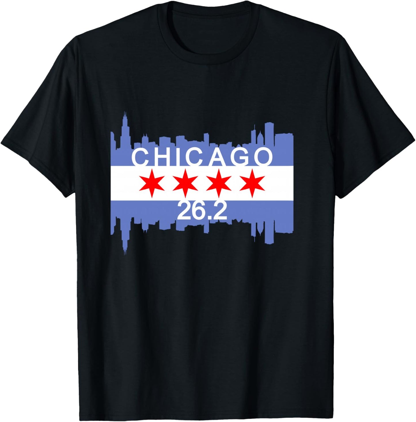 26.2 Mile Marathon Runner Chicago Flag Running Race Gift T-Shirt - T-Shirt | Black