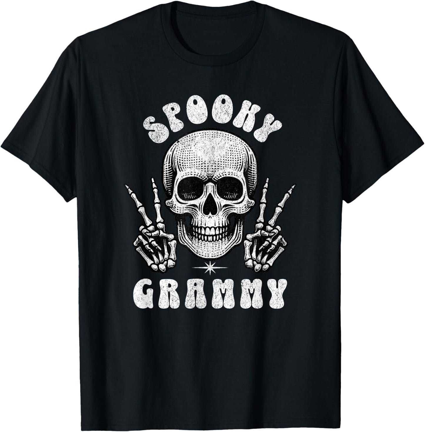 Spooky Grammy Halloween Grandma Goth Skeleton Cute Retro T-Shirt - T-Shirt | Black