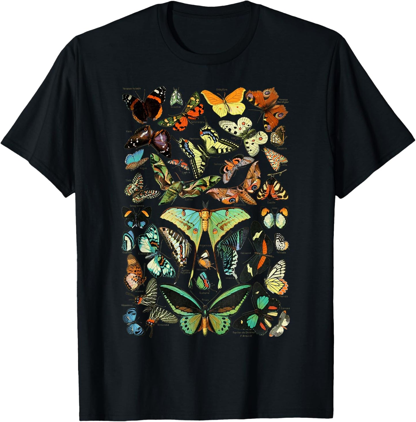 Vintage Botanical Butterfly Species Vintage Butterflies T-Shirt - T-Shirt | Black