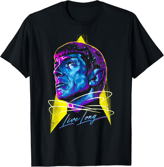 Star Trek: The Original Series Live Long Neon Galaxy Spock T-Shirt - T-Shirt | Black