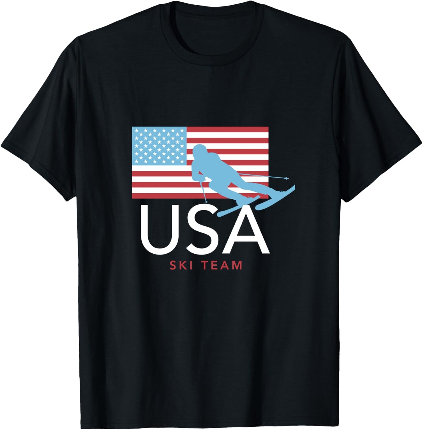 USA Ski Team American Flag : Winter Sports Games T-Shirt - T-Shirt | Black