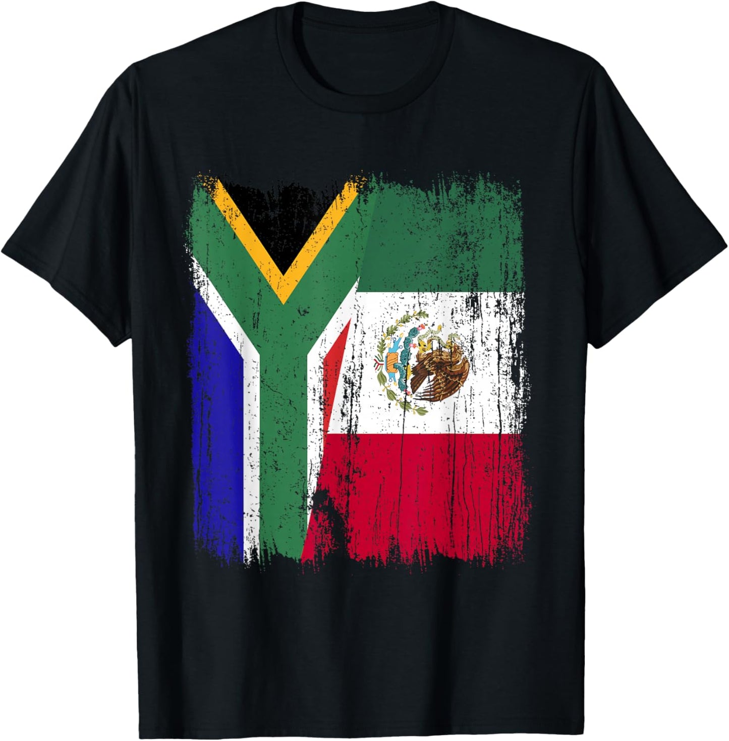 South Africa Mexico Half Flag South African Mexican Heritage T-Shirt - T-Shirt | Black