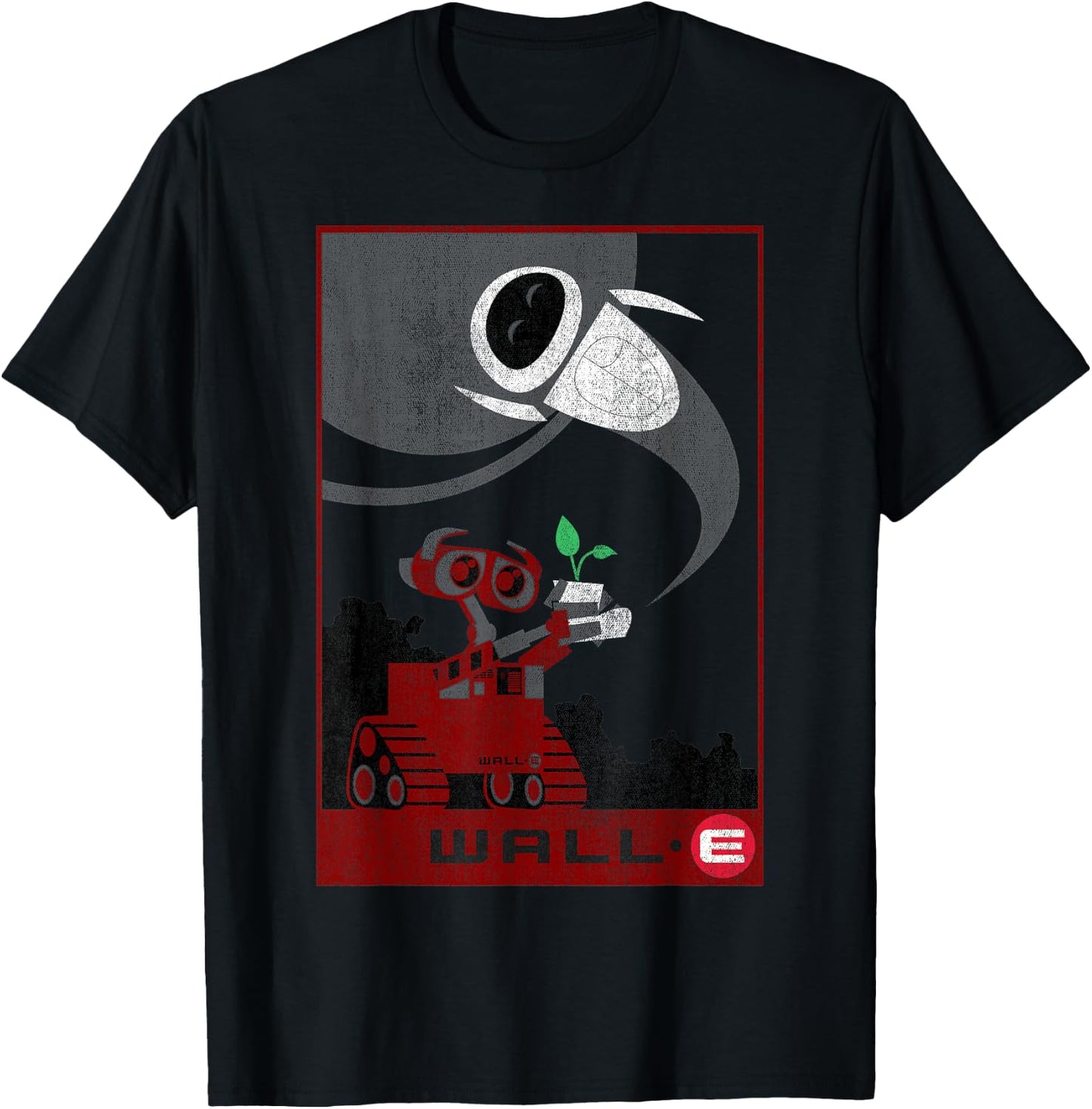 Disney Pixar WALL-E & EVE Vintage Plant Sprout Travel Poster T-Shirt - T-Shirt | Black