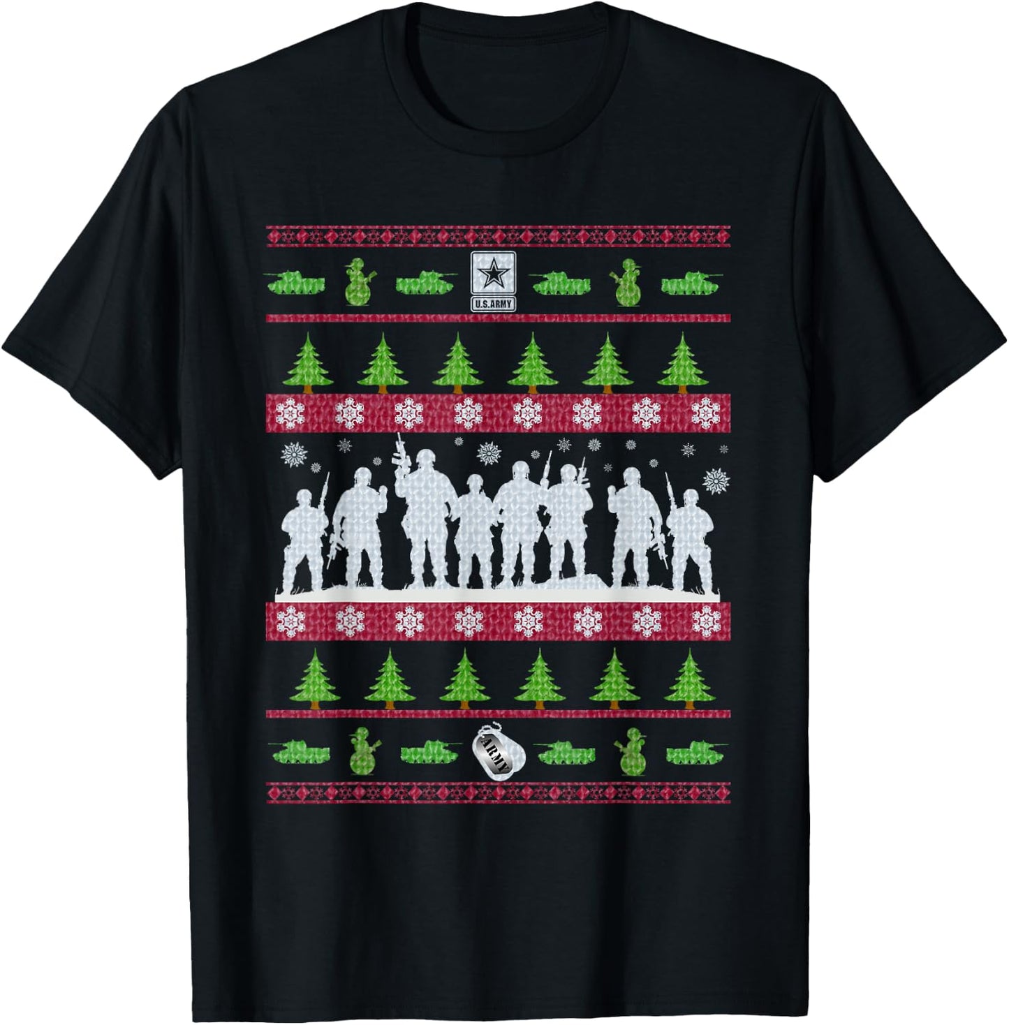 US Army Ugly Christmas Sweater Military T-Shirt - T-Shirt | Black