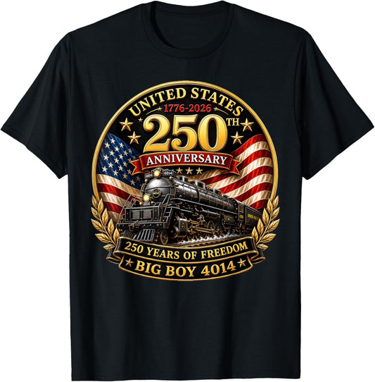 Big Boy 4014 Train 4th of July America 250th Anniversary T-Shirt - T-Shirt | Black