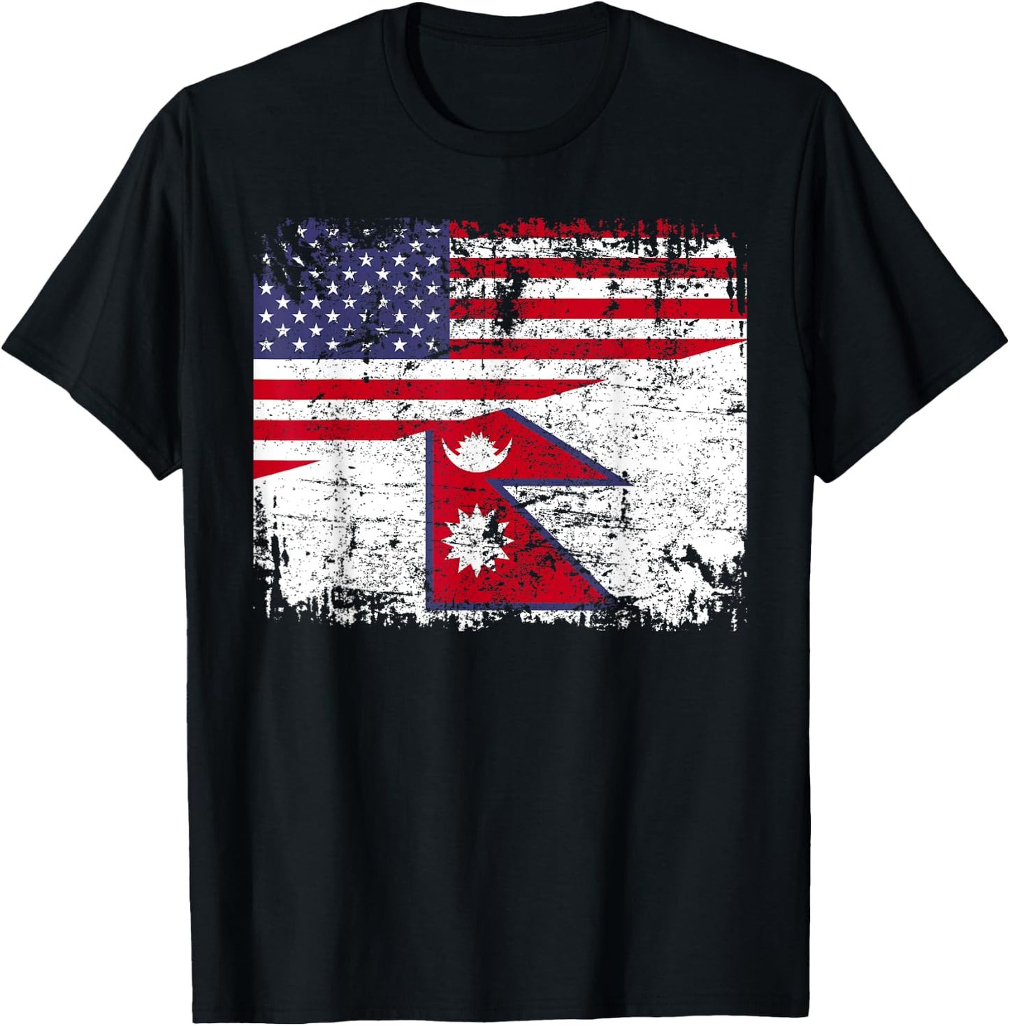 NEPALESE ROOTS | Half American Flag | NEPAL Kids Men T-Shirt - T-Shirt | Black