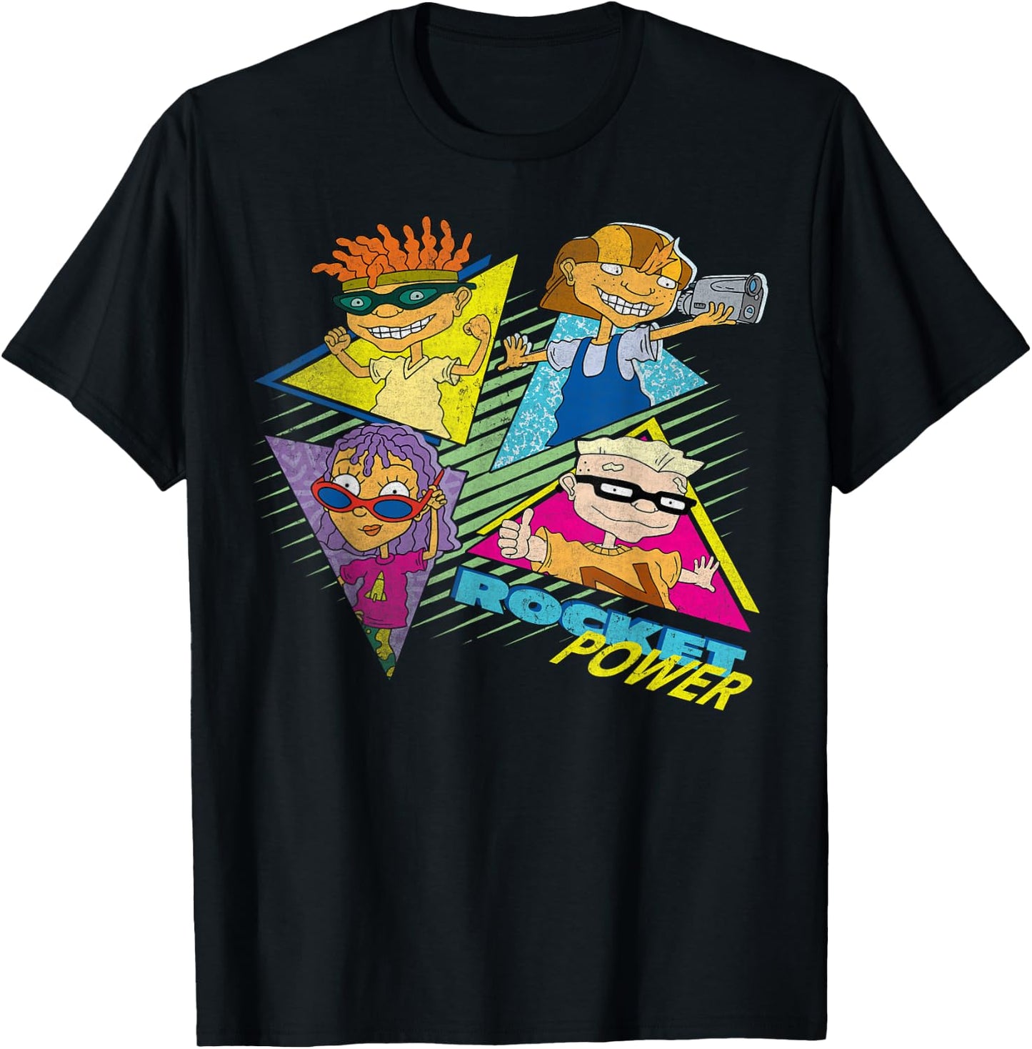 Nickelodeon Rocket Power Character Group Retro T-Shirt - T-Shirt | Black
