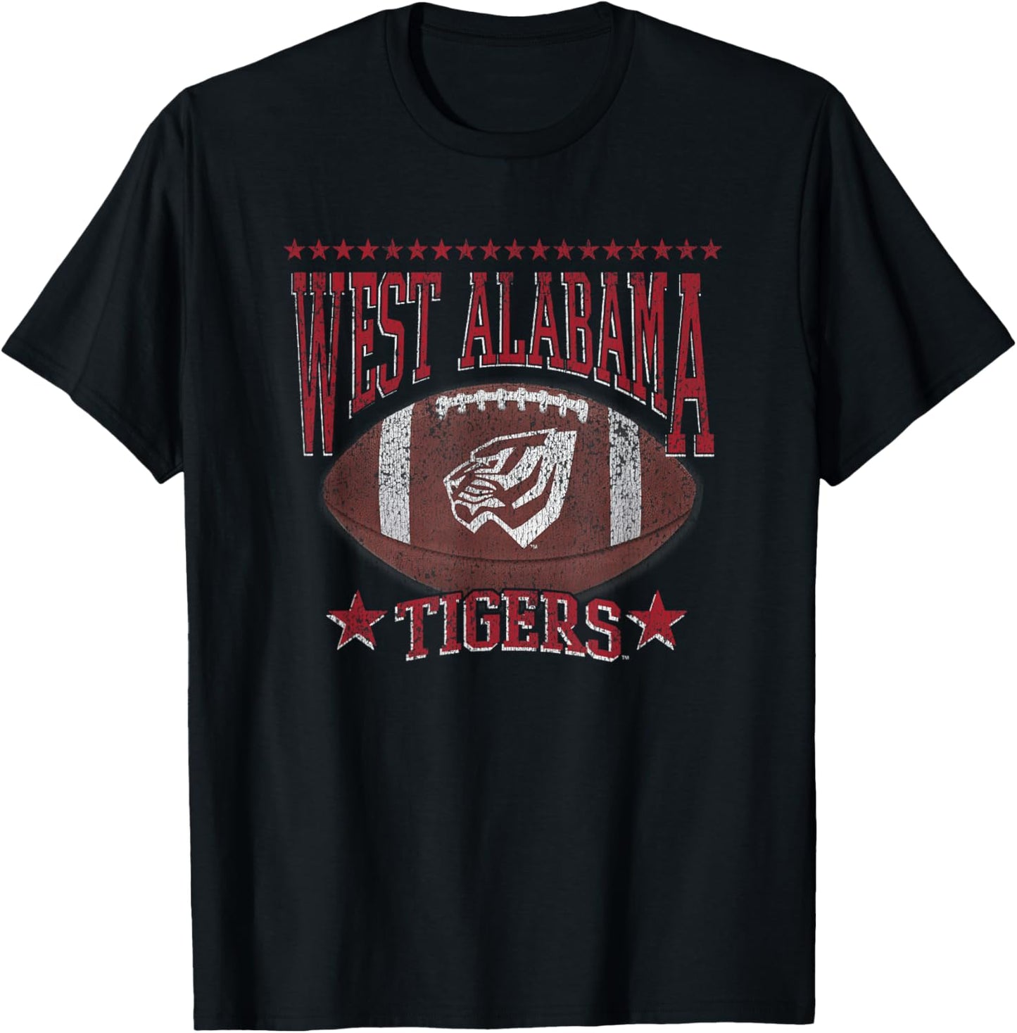 West Alabama Tigers Football Vintage Stars Black T-Shirt - T-Shirt | Black