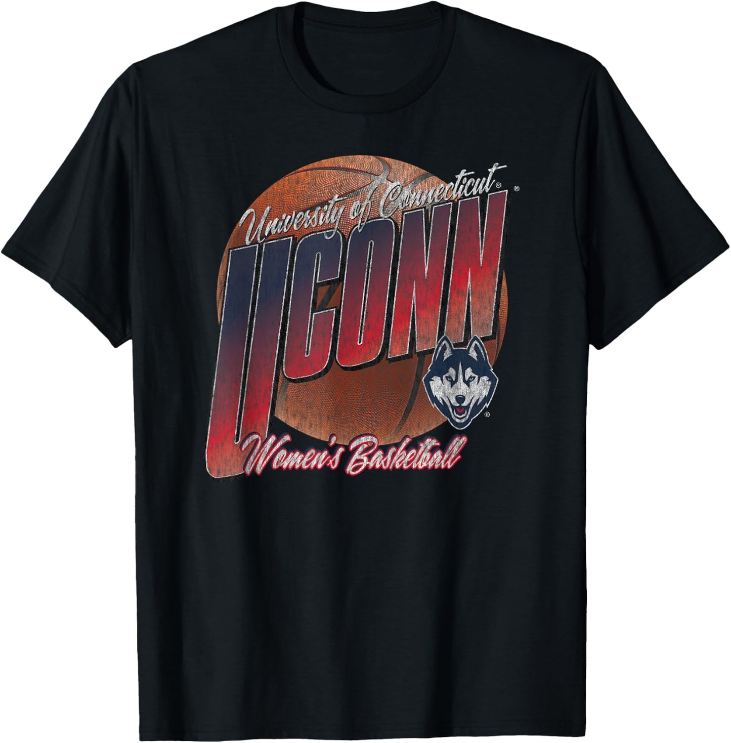 Connecticut Huskies Women's Basketball Vintage Bounce T-Shirt - T-Shirt | Black