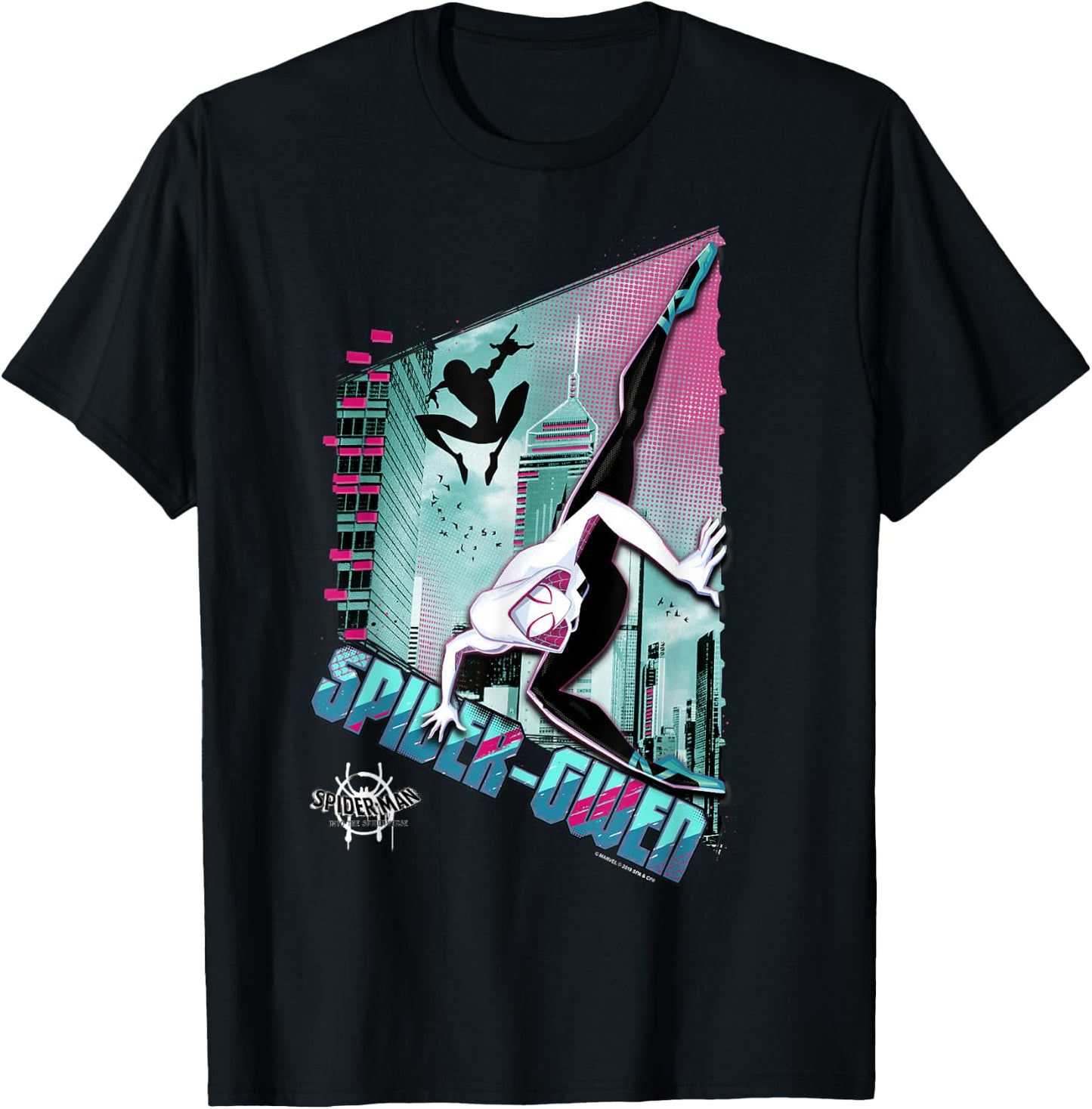 Marvel Spider-Man Spiderverse Spider-Gwen City Pose Small T-Shirt - T-Shirt | Black