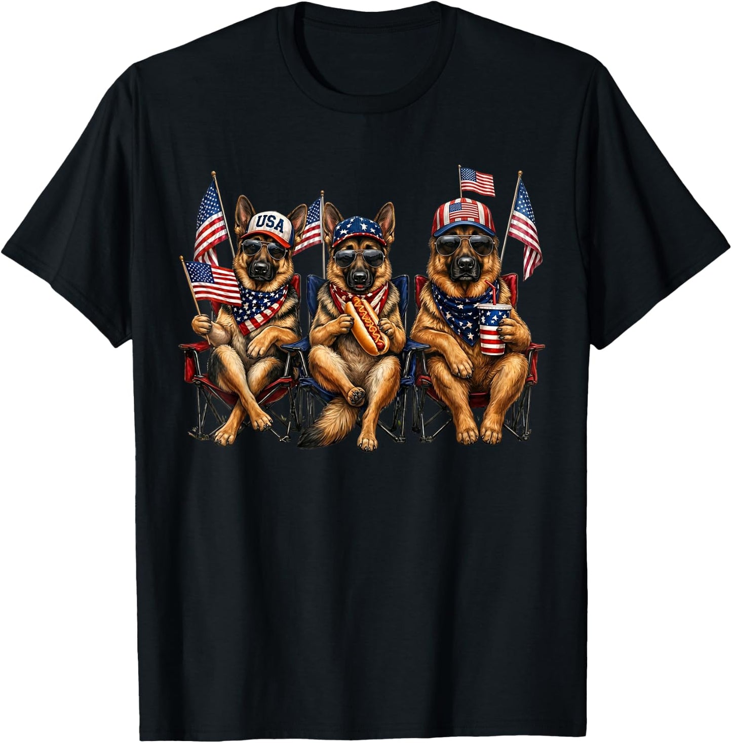 250 Years of Freedom German Shepherd Dog 1776-2026 4th of T-Shirt - T-Shirt | Black