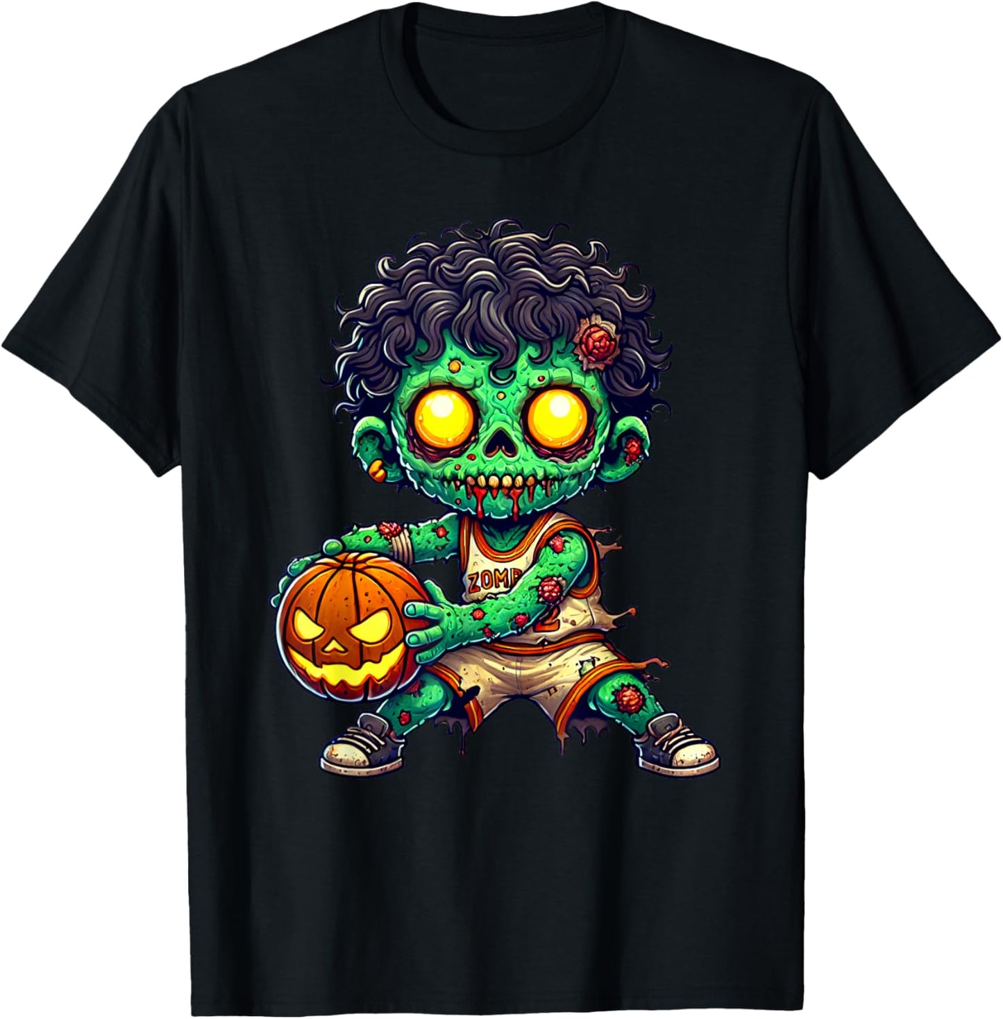 Halloween Zombie Basketball Team Player Horror Graphic T-Shirt - T-Shirt | Black