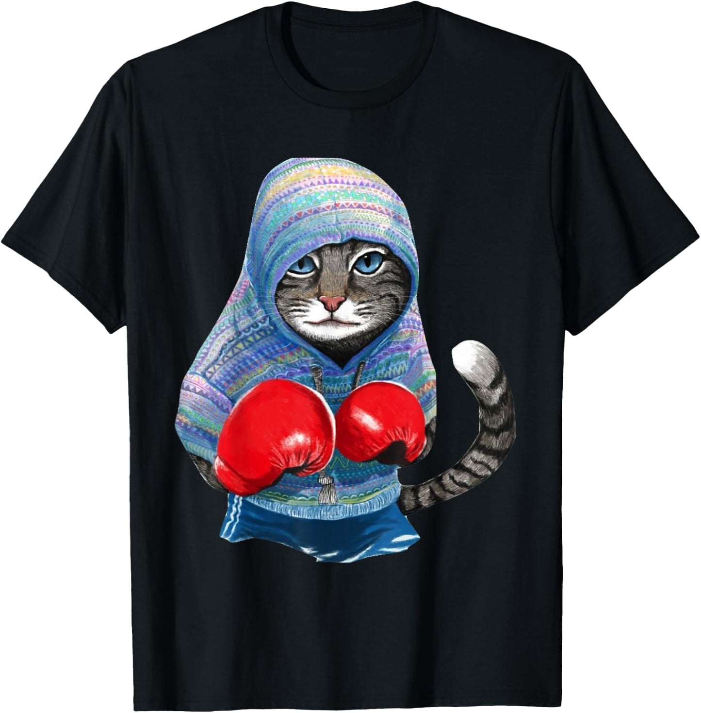 Cat In Boxing Suit T-Shirt - T-Shirt | Black