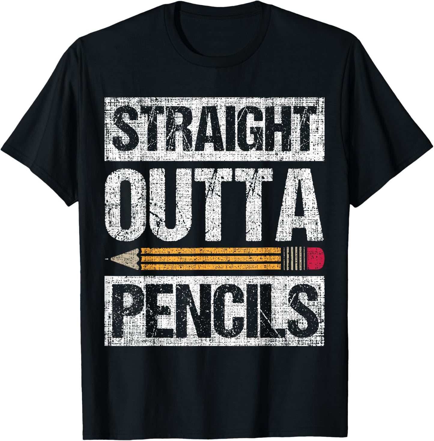 Straight out of Pencils Teacher life Shirt Women Girls Kids T-Shirt - T-Shirt | Black