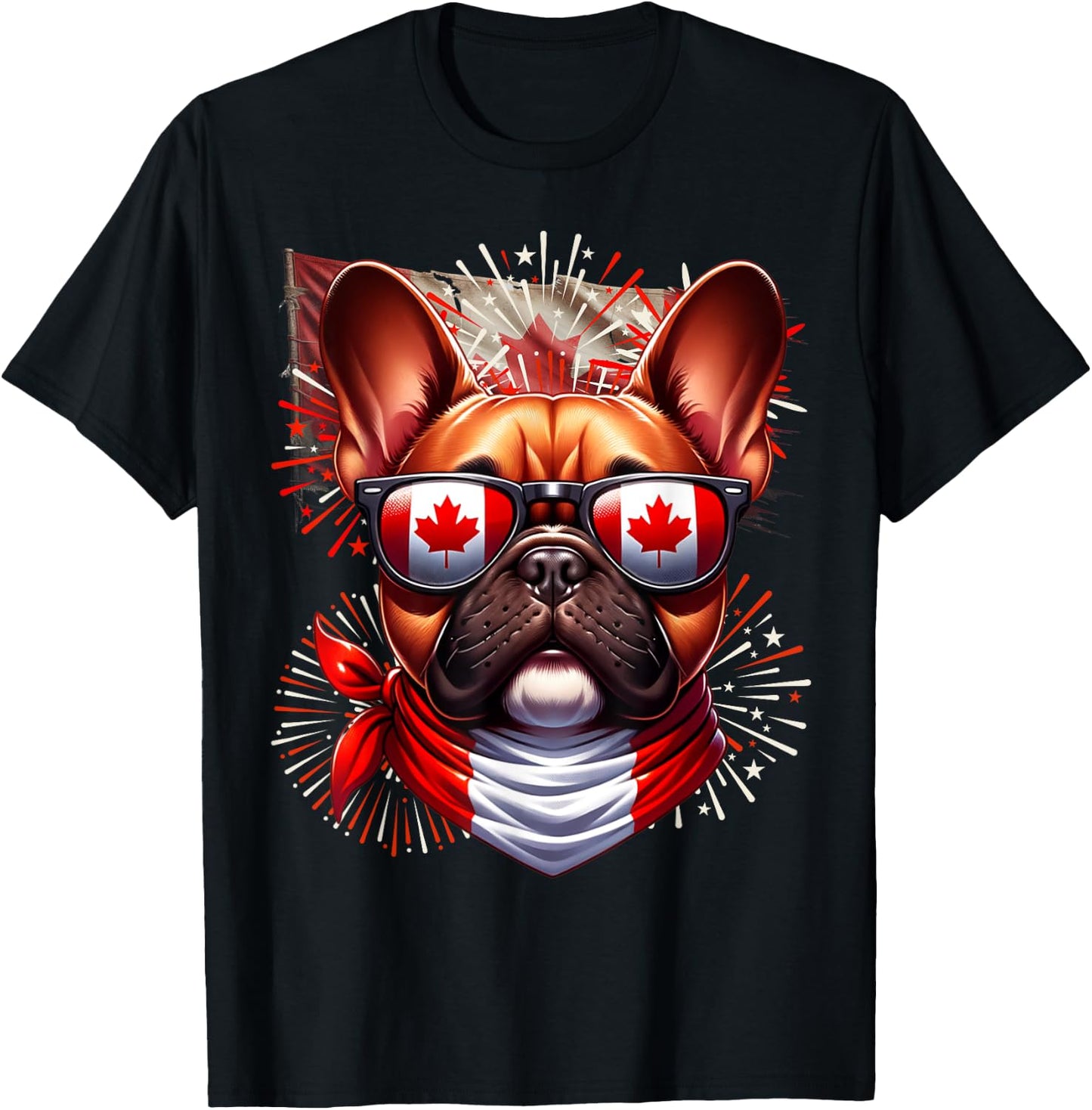 French Bulldog Canada Frenchie Flag Canadian Pet Dog Cute Women Kids T-Shirt - T-Shirt | Black