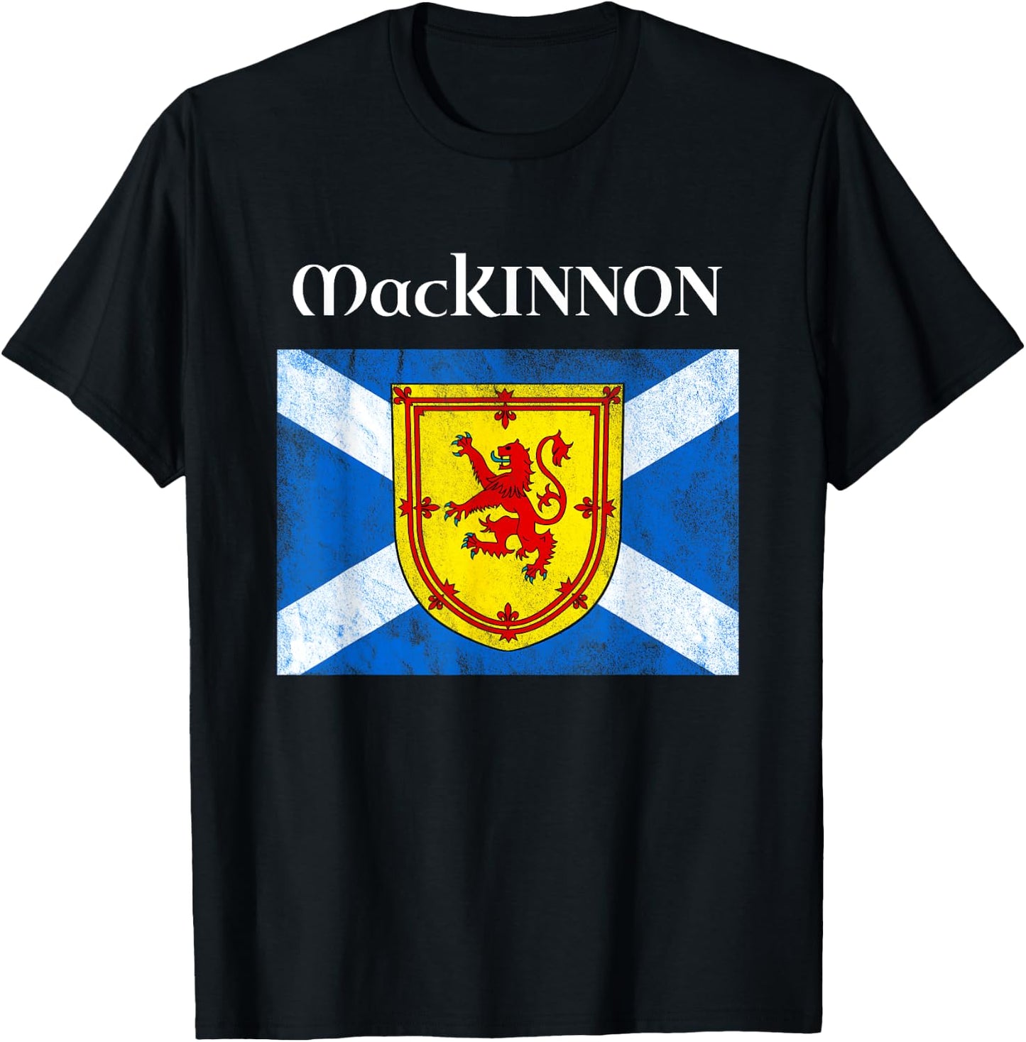 MacKinnon Scottish Clan Family Name Scotland Flag T-Shirt - T-Shirt | Black