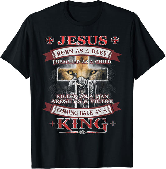 Jesus Born As A Baby Preached As A Child Christian T-Shirt - T-Shirt | Black