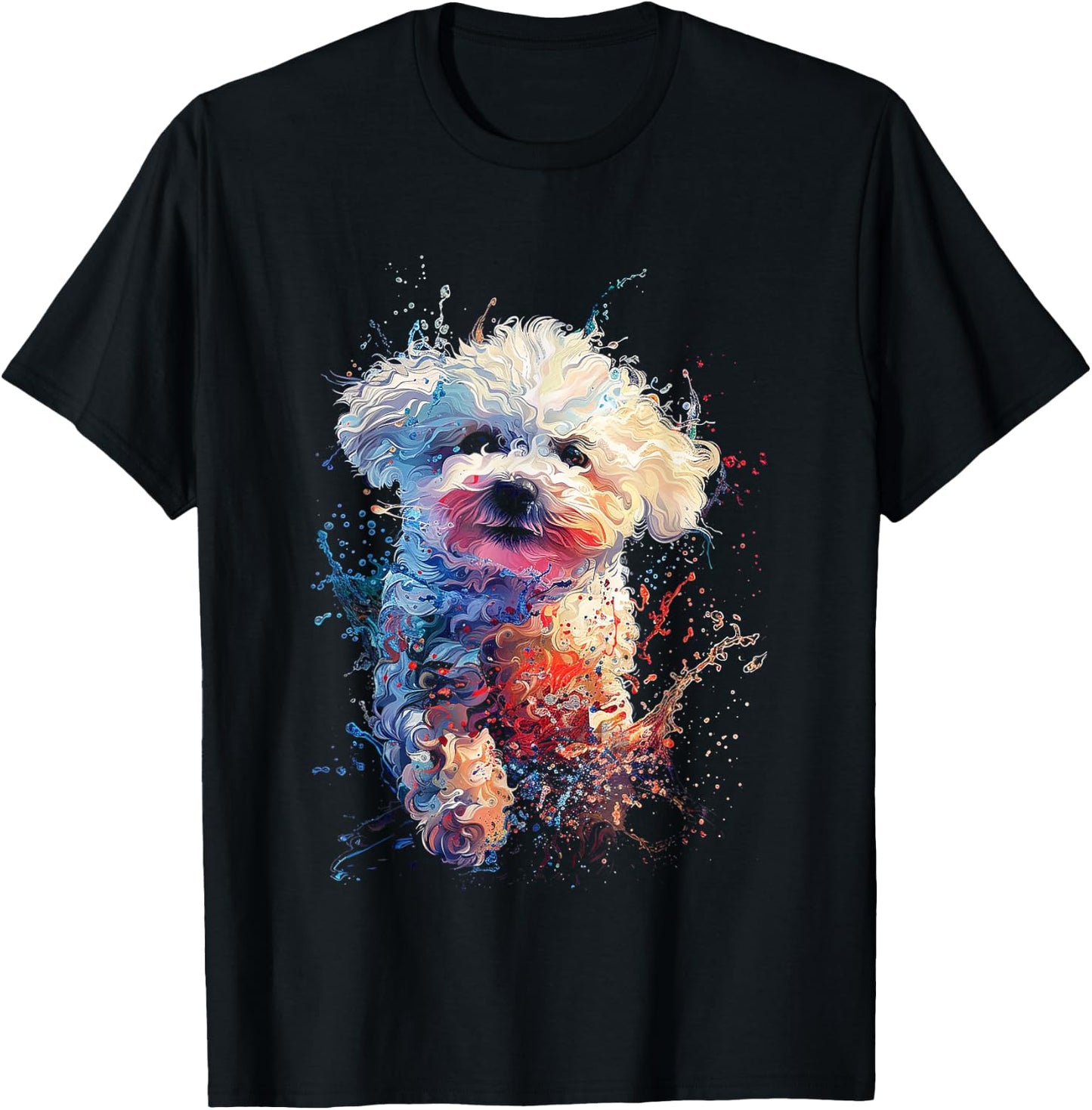 Bichon Frise Splash T-Shirt - T-Shirt | Black