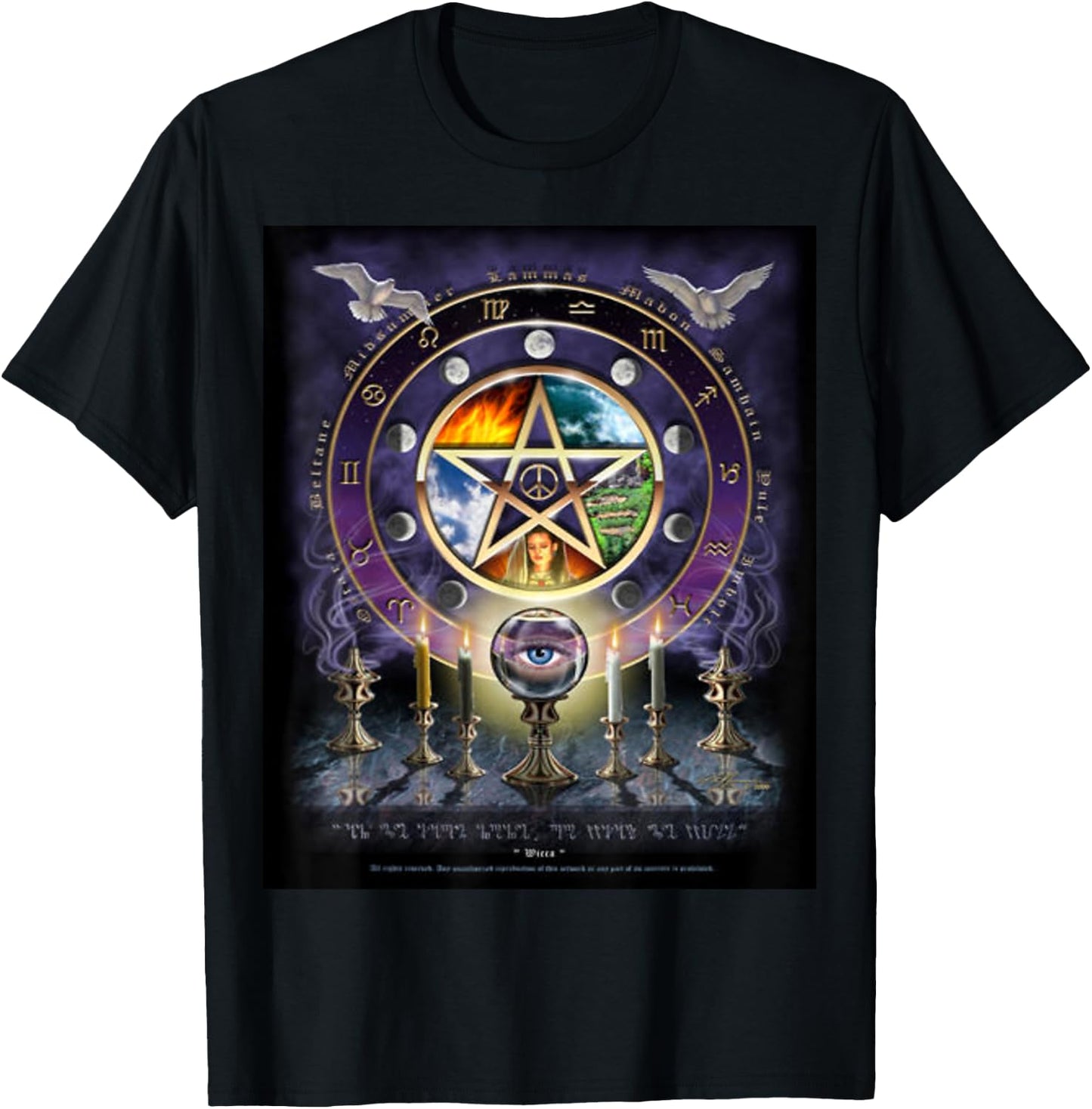 Witches Magical Altar Pentagram Witchcraft Pagan Wicca T-Shirt - T-Shirt | Black
