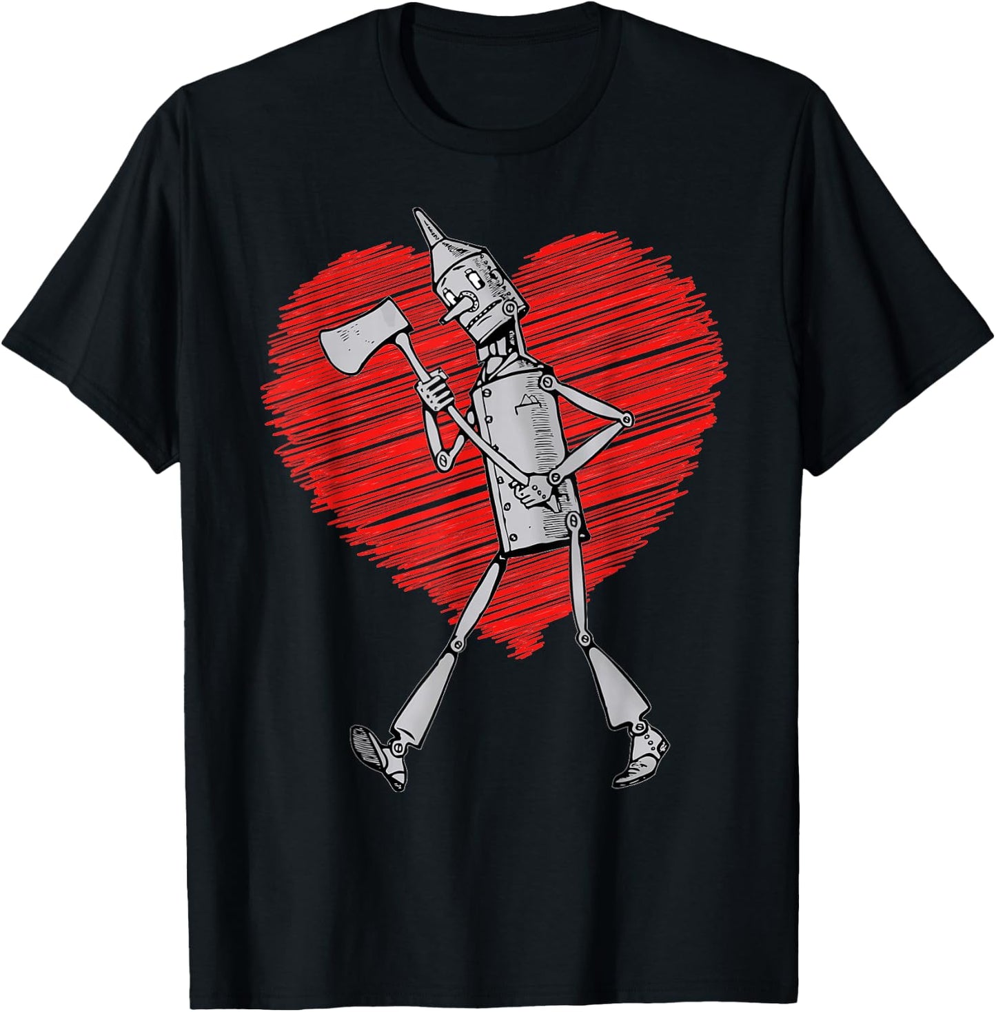 Vintage Wizard of Oz Tin Man Scribble Heart Land of Oz T-Shirt - T-Shirt | Black