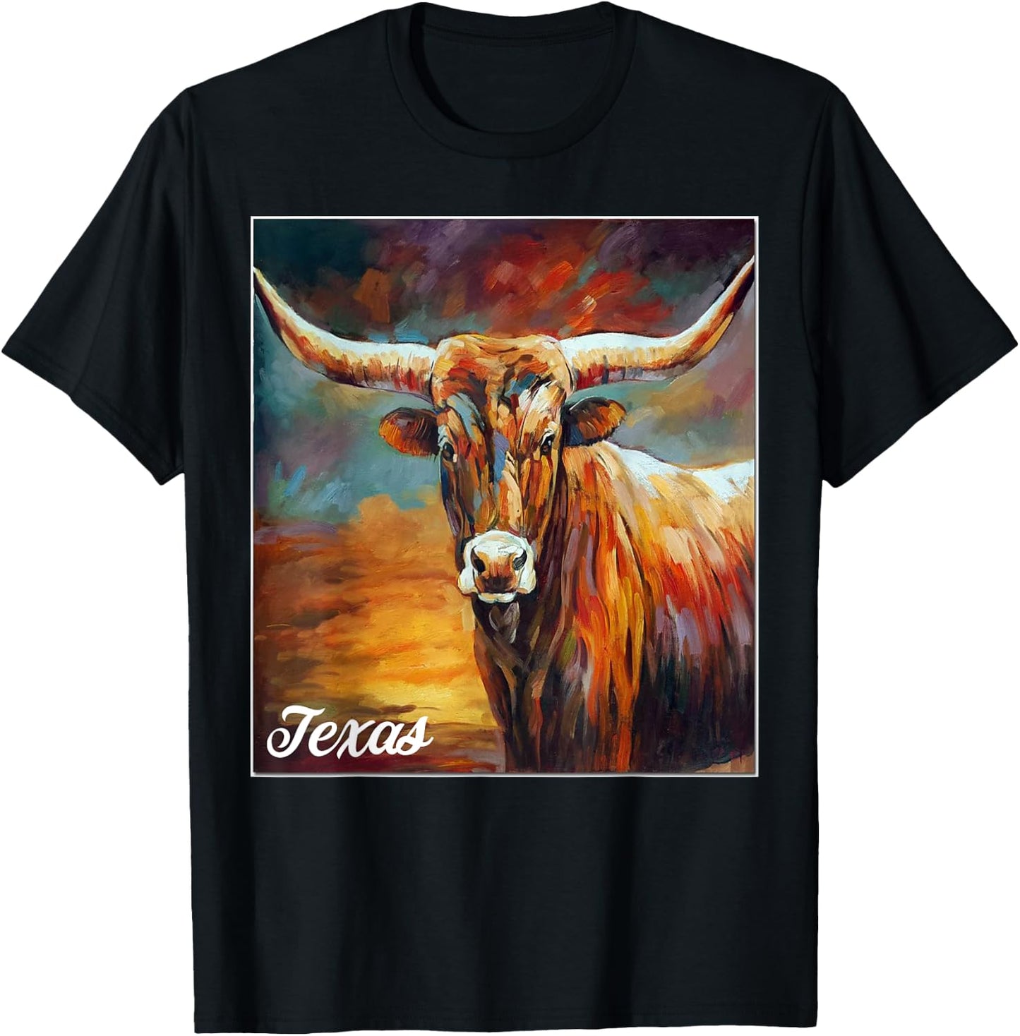 Longhorn Cow Shirts - Longhorn Cattle Gifts - Texas Cattle T-Shirt - T-Shirt | Black