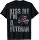 Kiss Me I'm A Veteran St Patricks Day Irish Patriotic USA T-Shirt - T-Shirt | Black
