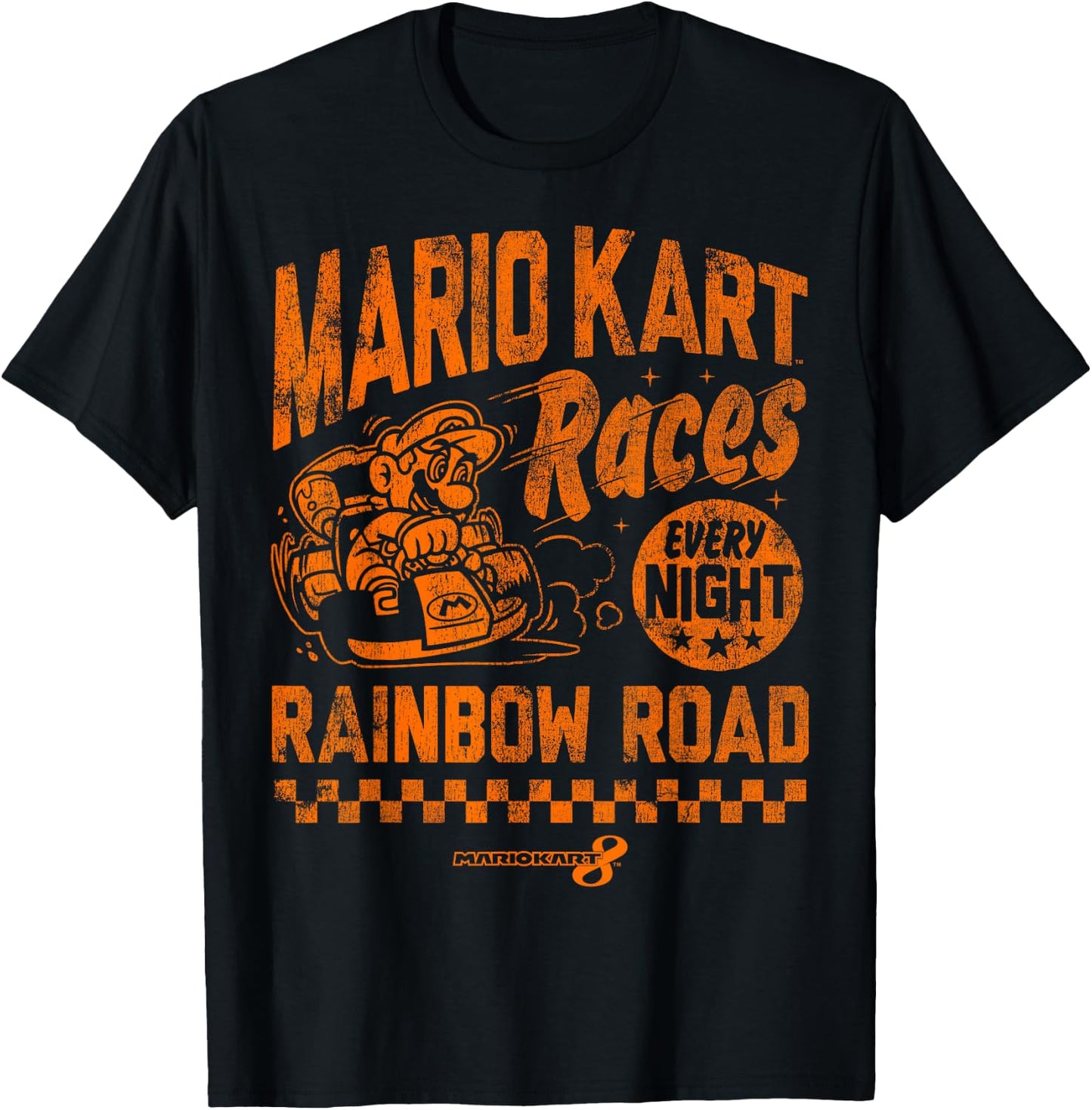 Nintendo Mario Kart Rainbow Road Vintage Graphic T-Shirt - T-Shirt | Black