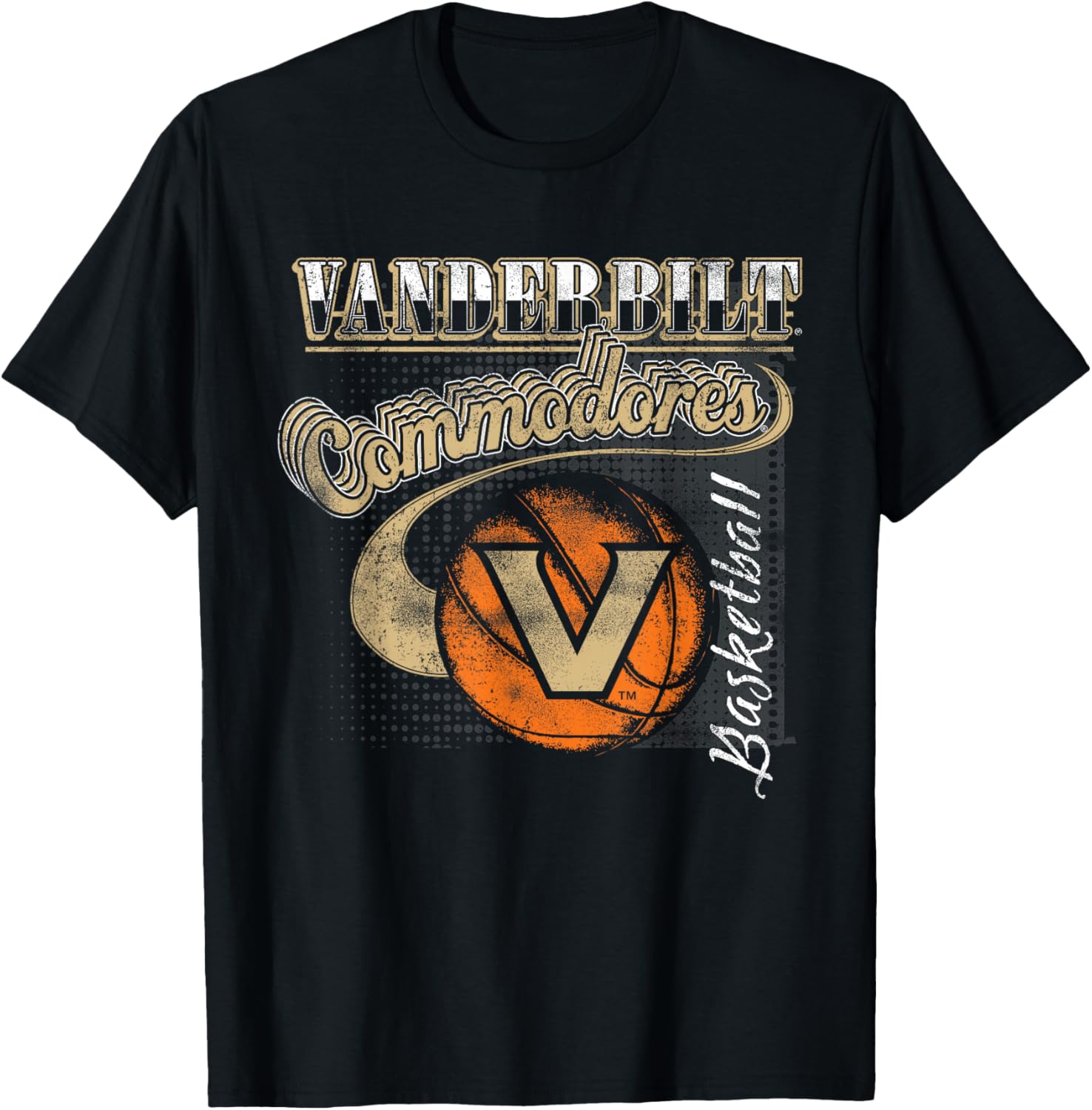 Vanderbilt Commodores Basketball Retro Black T-Shirt - T-Shirt | Black
