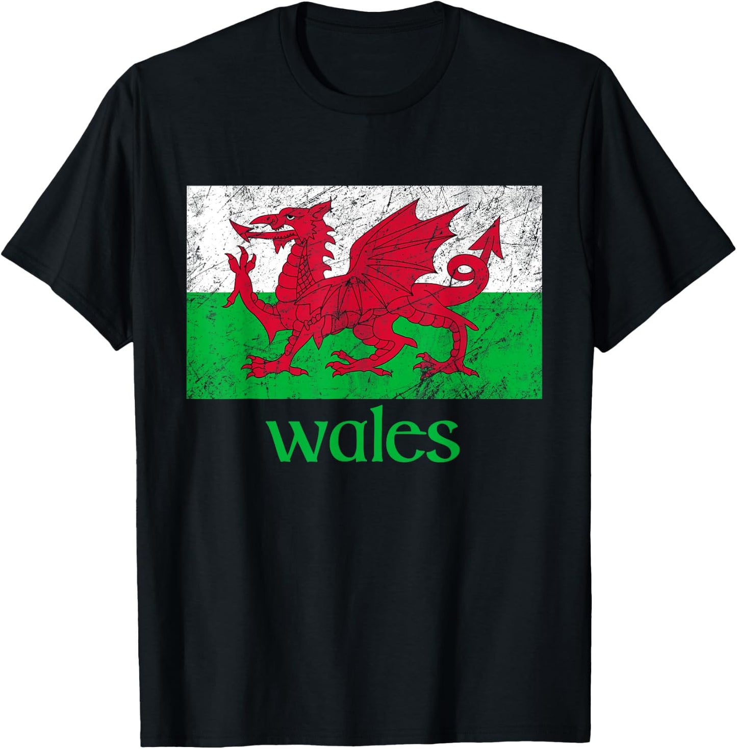Dragon of Wales Flag Welsh Cymru Flags Medieval T-Shirt - T-Shirt | Black