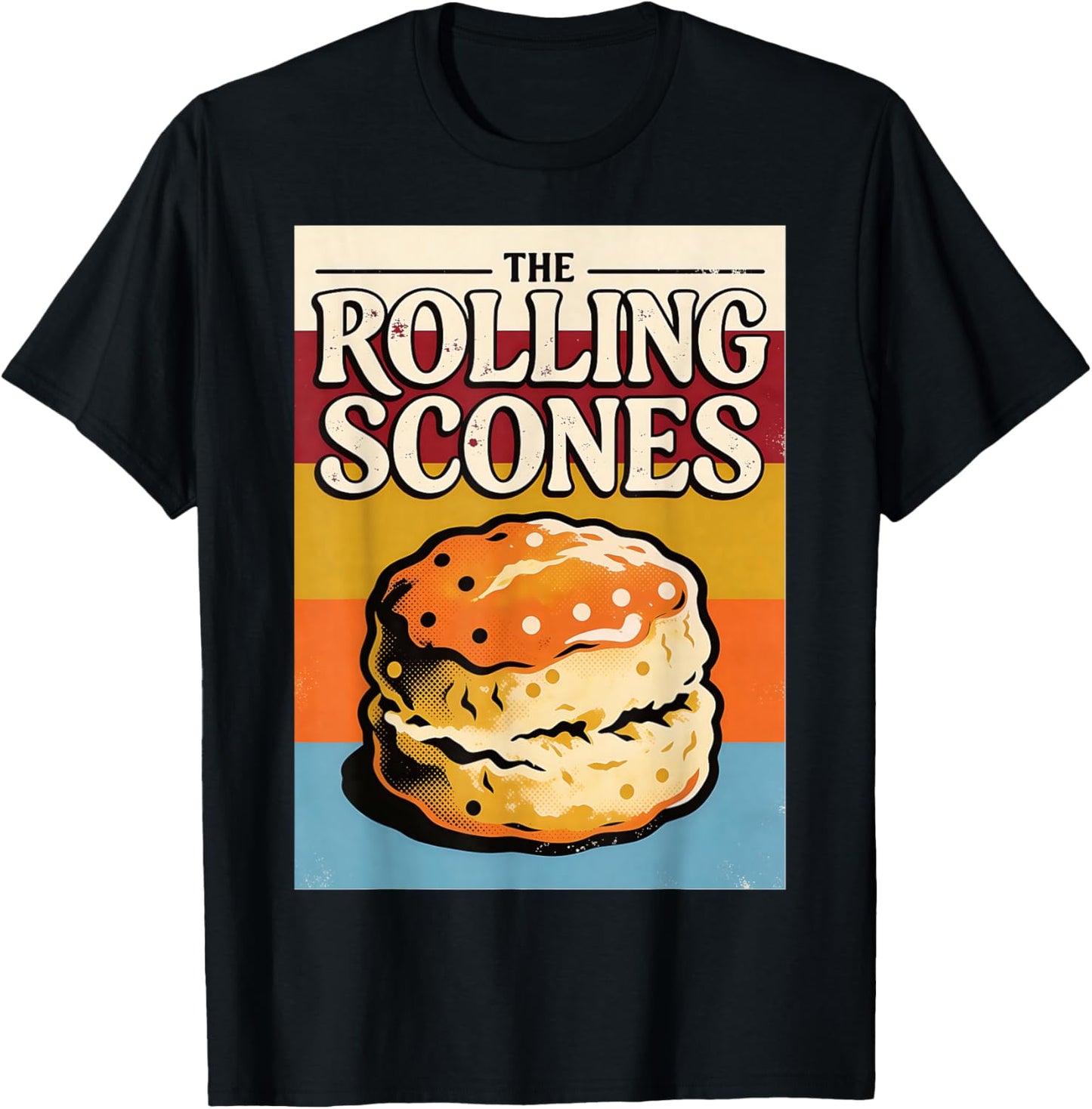 Funny Rolling Scones Retro Baking Pastry Pun T-Shirt - T-Shirt | Black