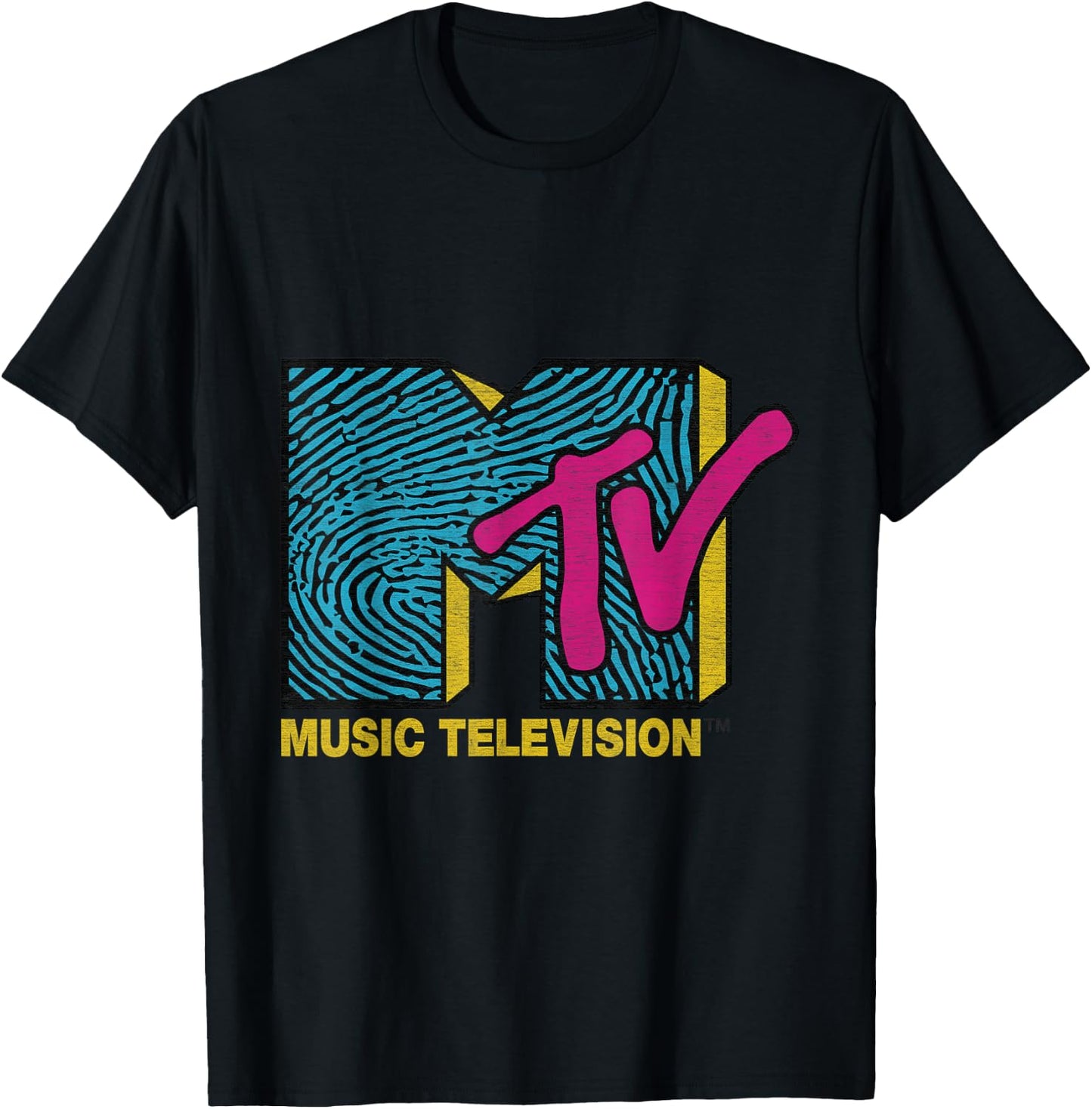 Classic MTV Logo Finger Print Design T- Shirts T-Shirt - T-Shirt | Black
