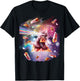 Outer Space Pizza Cat - Rainbow Laser, Taco, Burrito T-Shirt - T-Shirt | Black
