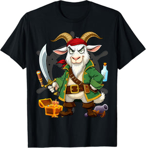 Pirate Goat Halloween Party Kids Costume Jolly Roger T-Shirt - T-Shirt | Black