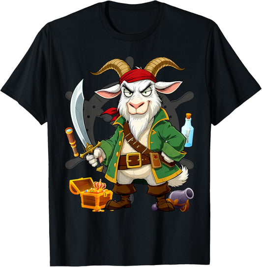 Pirate Goat Halloween Party Kids Costume Jolly Roger T-Shirt - T-Shirt | Black
