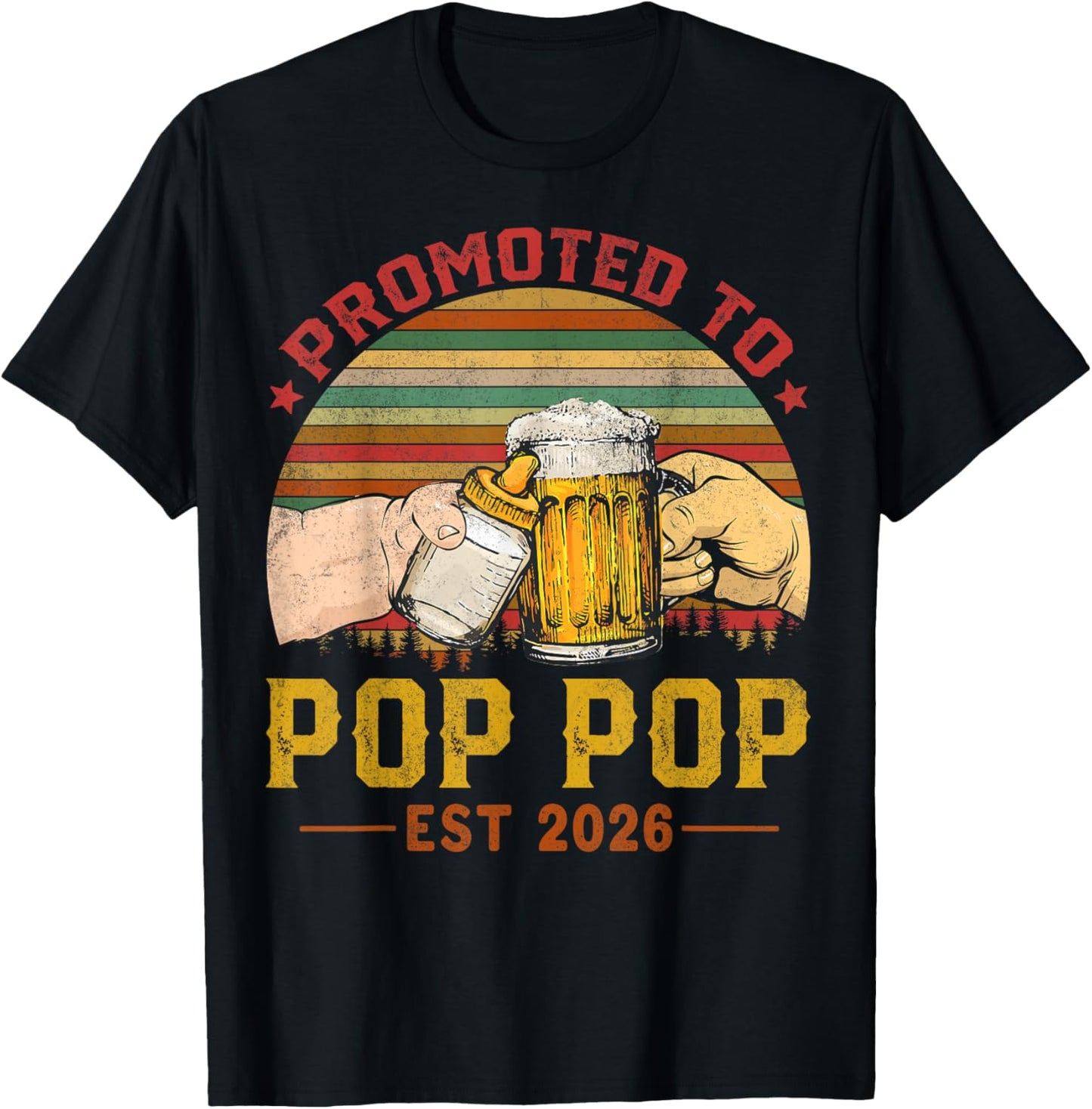 Soon to Be Pop Pop est.2026 Father's Day First Time Dad T-Shirt - T-Shirt | Black
