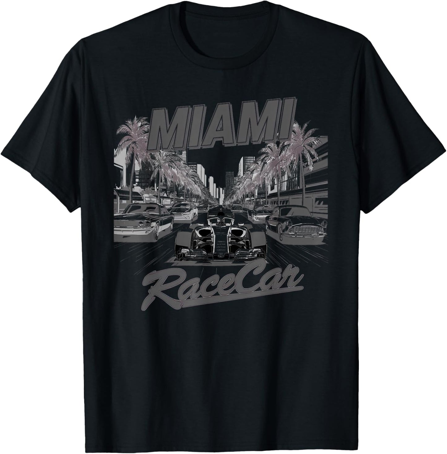 Miami Racing Gifts Men Women Race Car Racer Driver T-Shirt - T-Shirt | Black