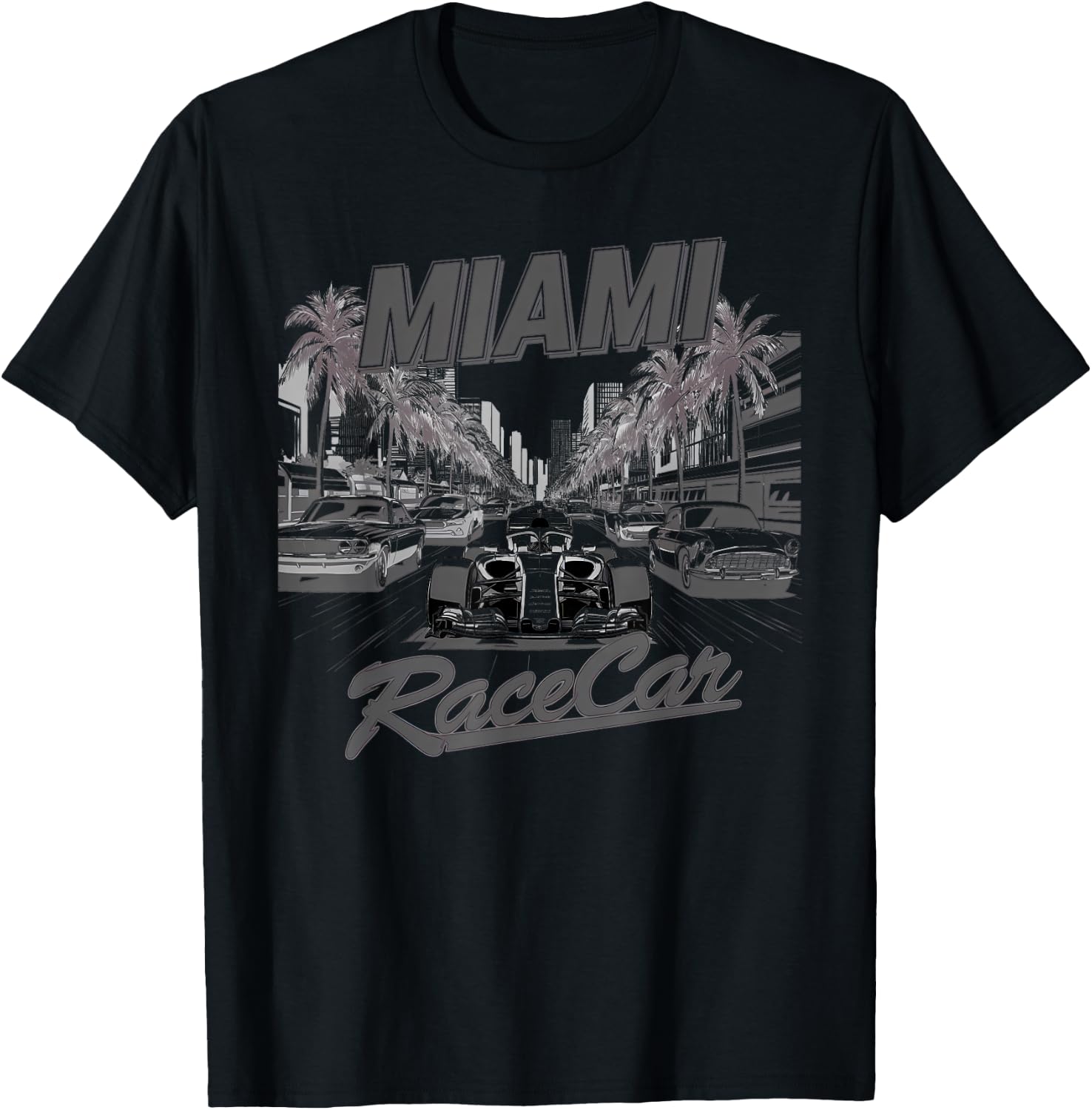 Miami Racing Gifts Men Women Race Car Racer Driver T-Shirt - T-Shirt | Black