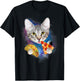 Funny Galaxy Cat Shirt | Space Cat Eat Pizza and Taco Shirt Men Women Kids T-Shirt - T-Shirt | Black