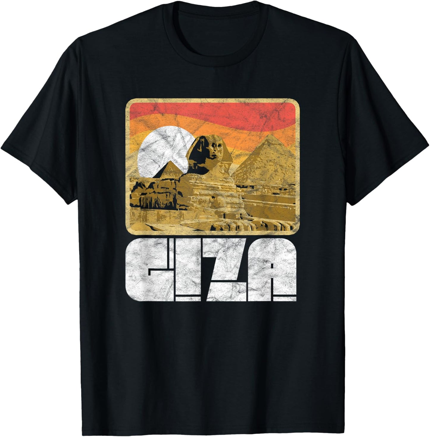 Retro Pyramids & Sphinx 80's Style Giza Egypt Graphic T-Shirt - T-Shirt | Black