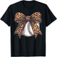Vintage Baseball Leopard Coquette Bow For Girls T-Shirt - T-Shirt | Black