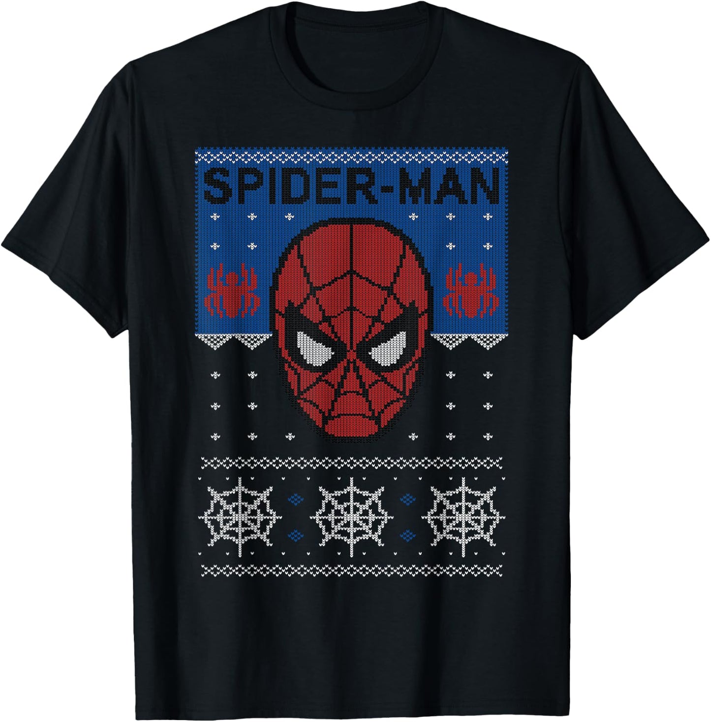 Marvel Spider-Man Mask Ugly Christmas Sweater T-Shirt - T-Shirt | Black