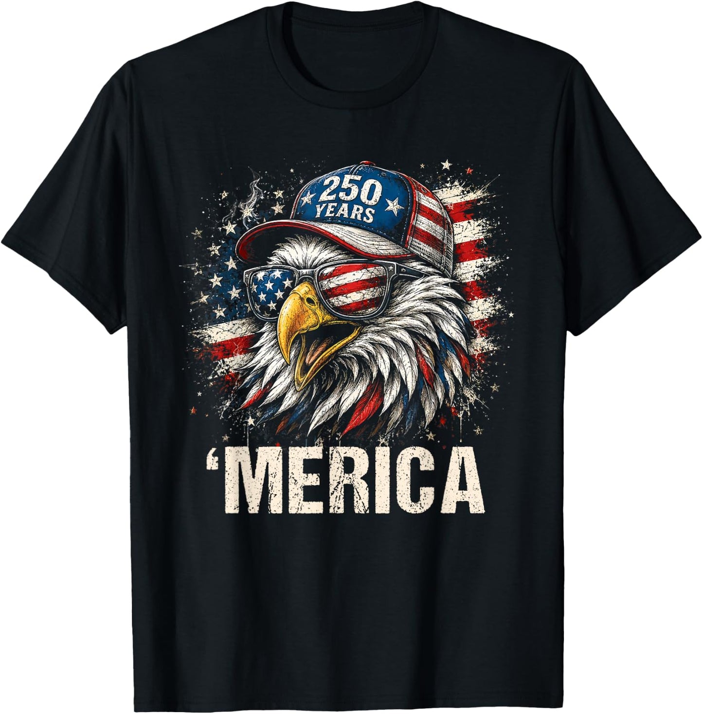 America Bald Eagle US American Flag Patriotic 4th of July T-Shirt - T-Shirt | Black